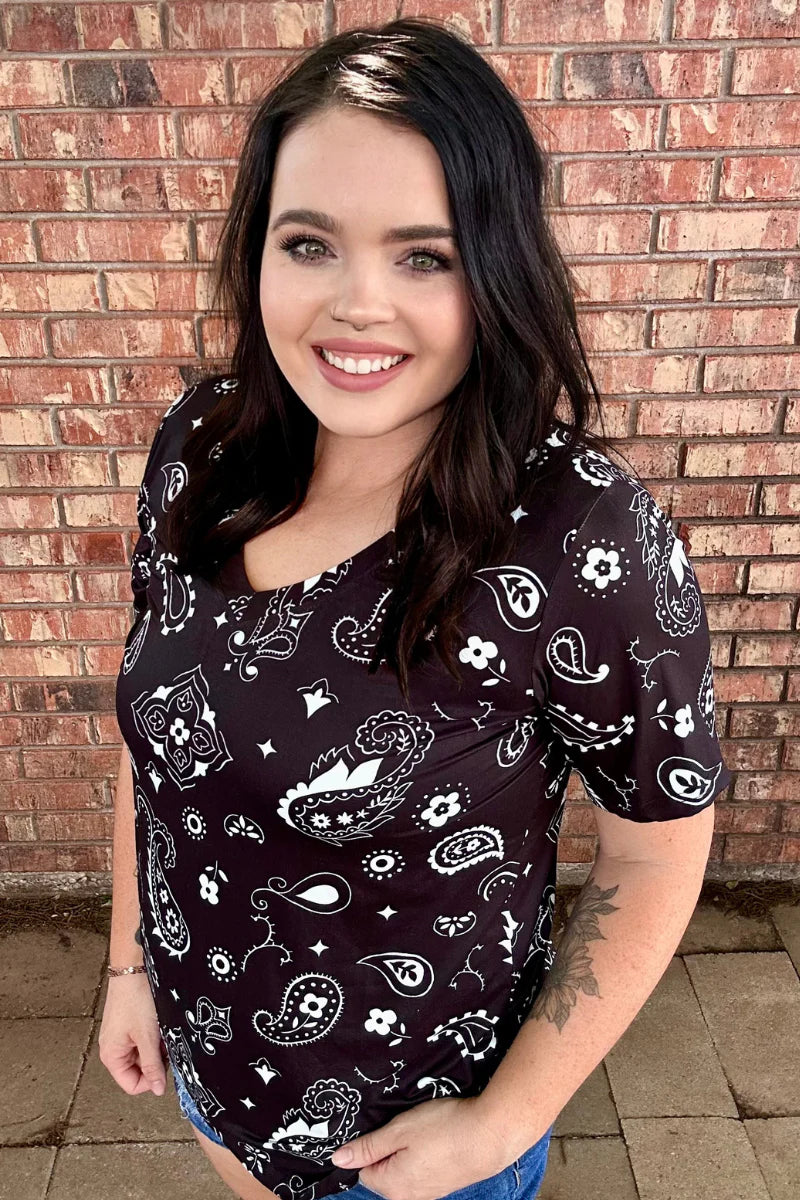 Sterling Kreek Bandana Babe V Neck Top