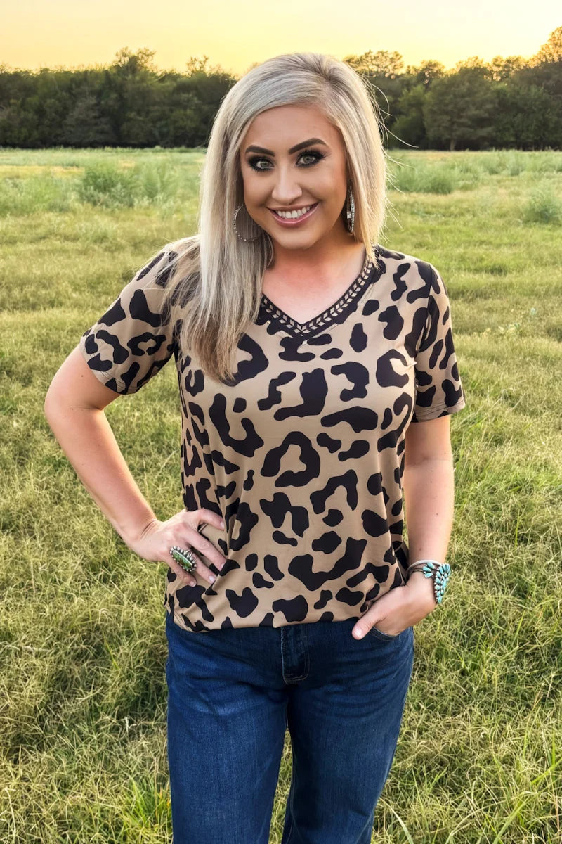 Sterling Kreek Buckstitch Leopard Top