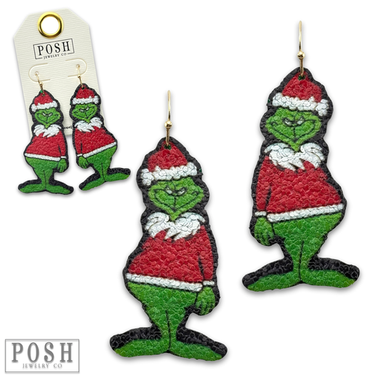 Christmas Mean Green Guy Earrings