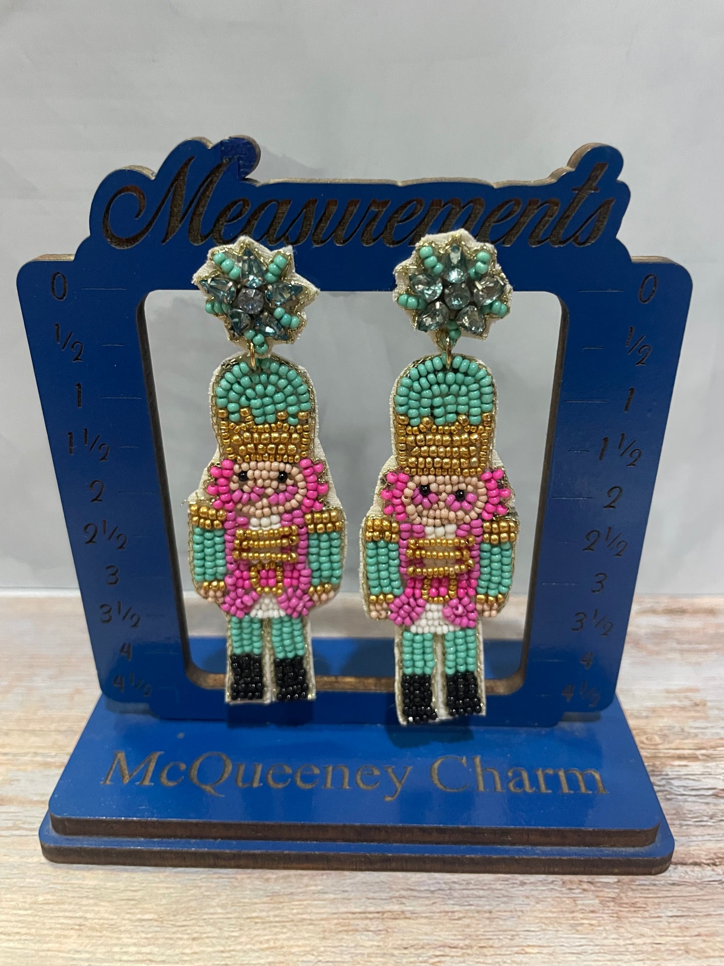 Viola Turquoise Nutcracker Seed Bead Earrings