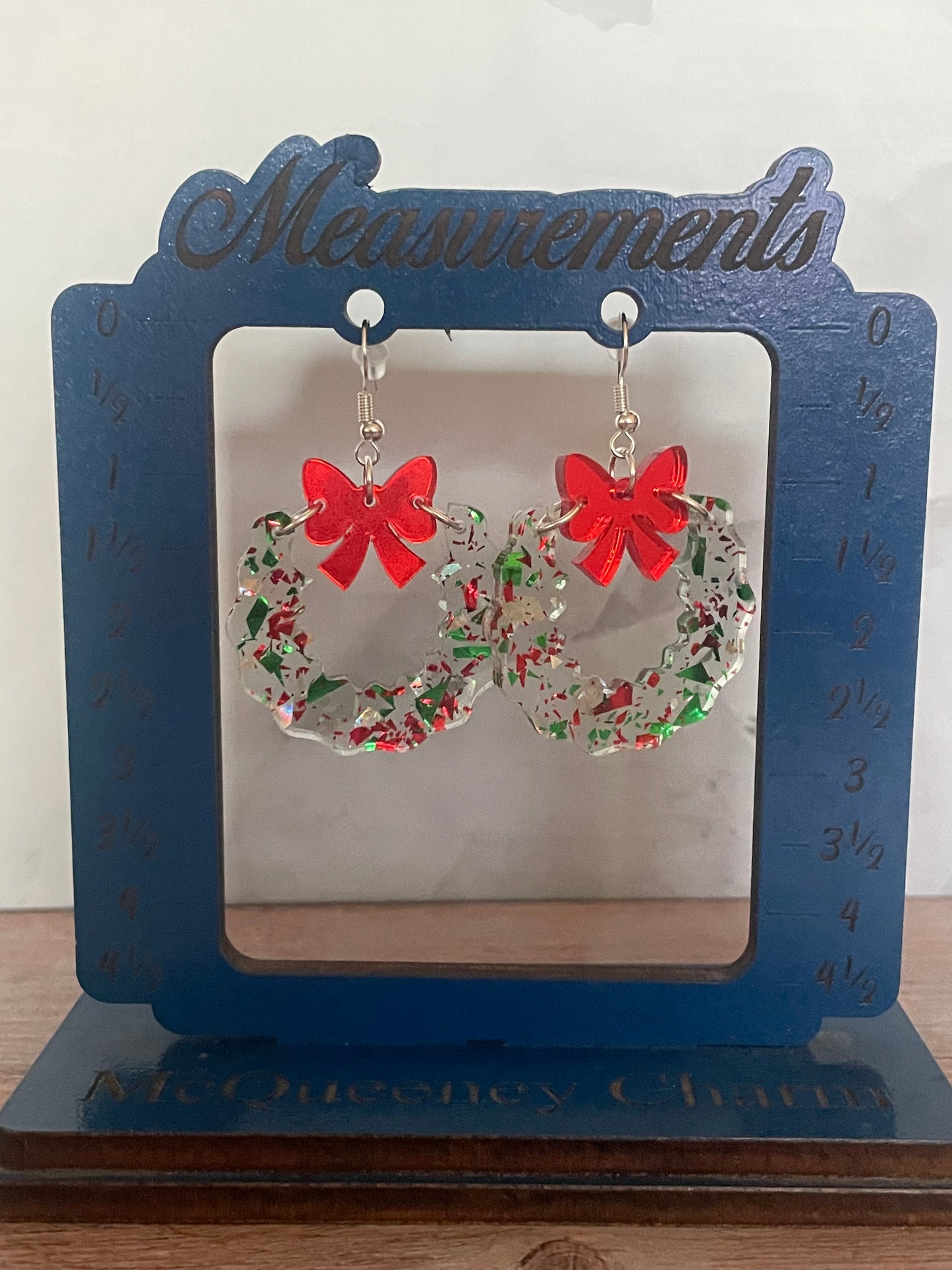 Handmade Acrylic Christmas Wreath Earrings-Christmas Flake