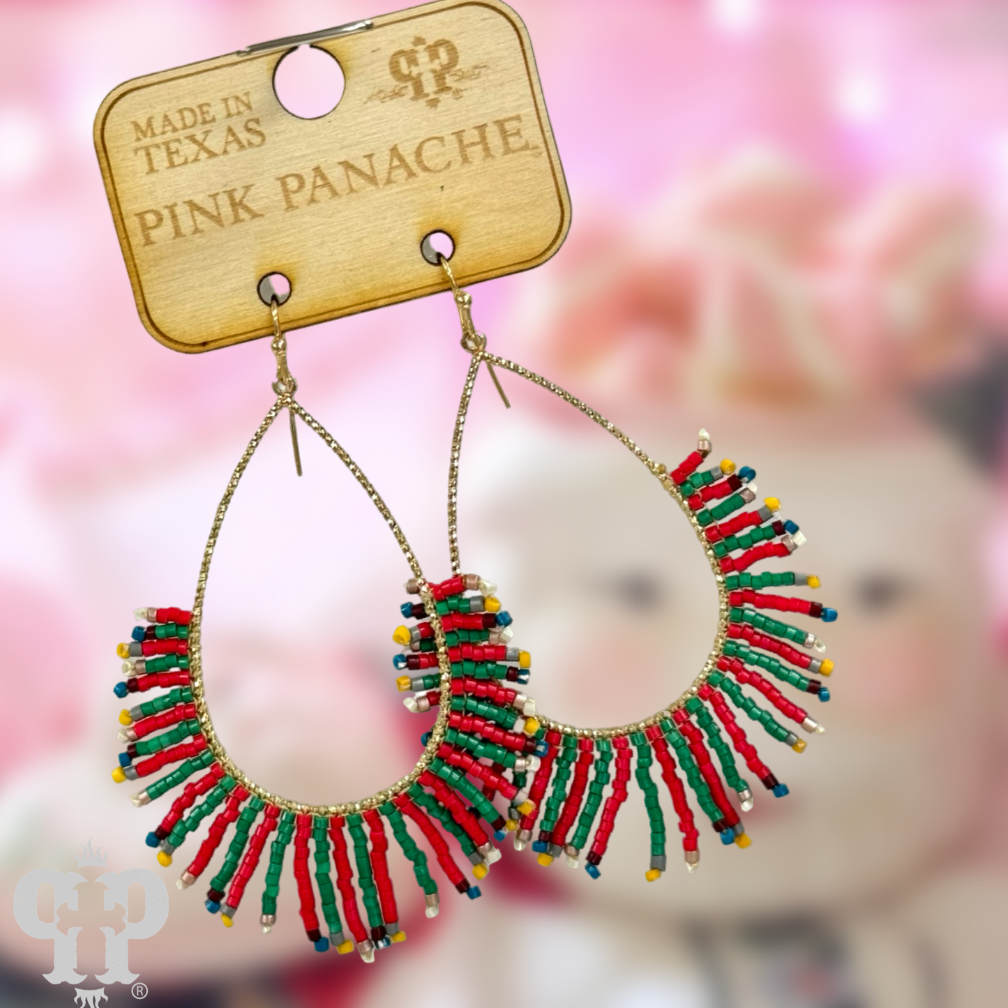 Christmas fringe earring - Red