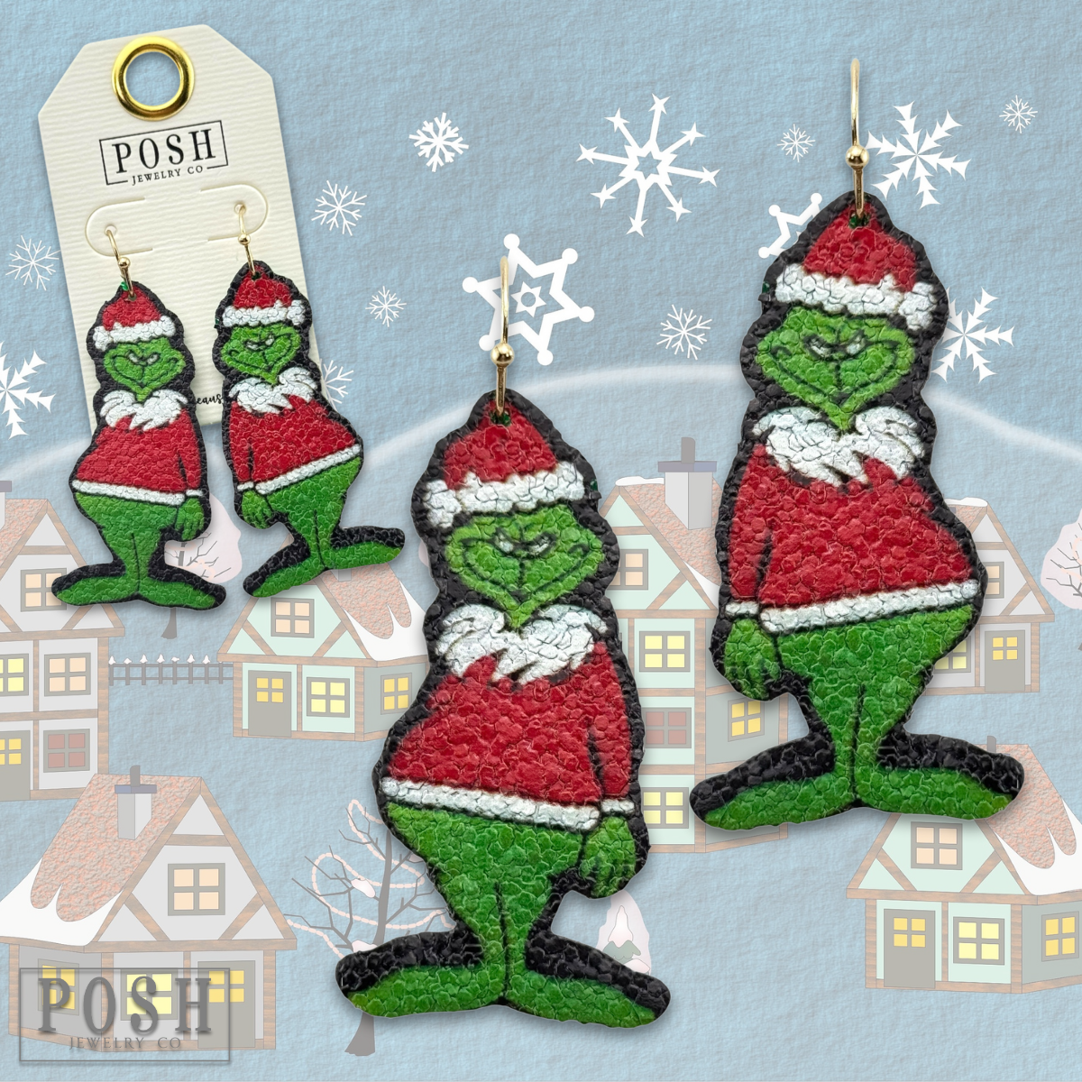 Christmas Mean Green Guy Earrings