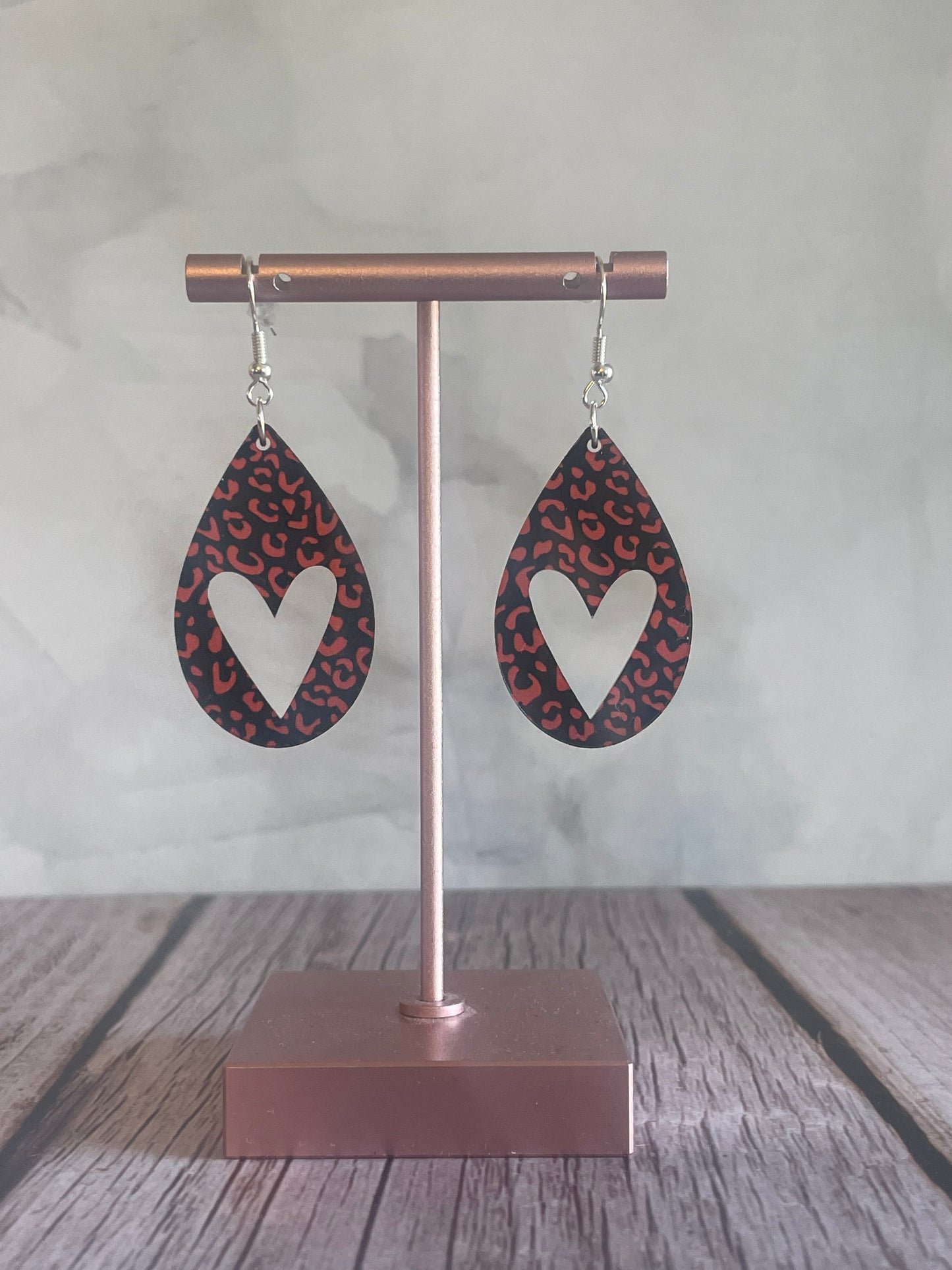 Handmade Teardrop Heart Acrylic Valentines Earrings