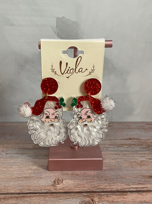 Viola Red Santa Acrylic Earrings