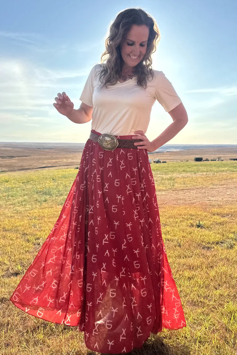 Sterling Kreek Red Dirt Branded Maxi Skirt