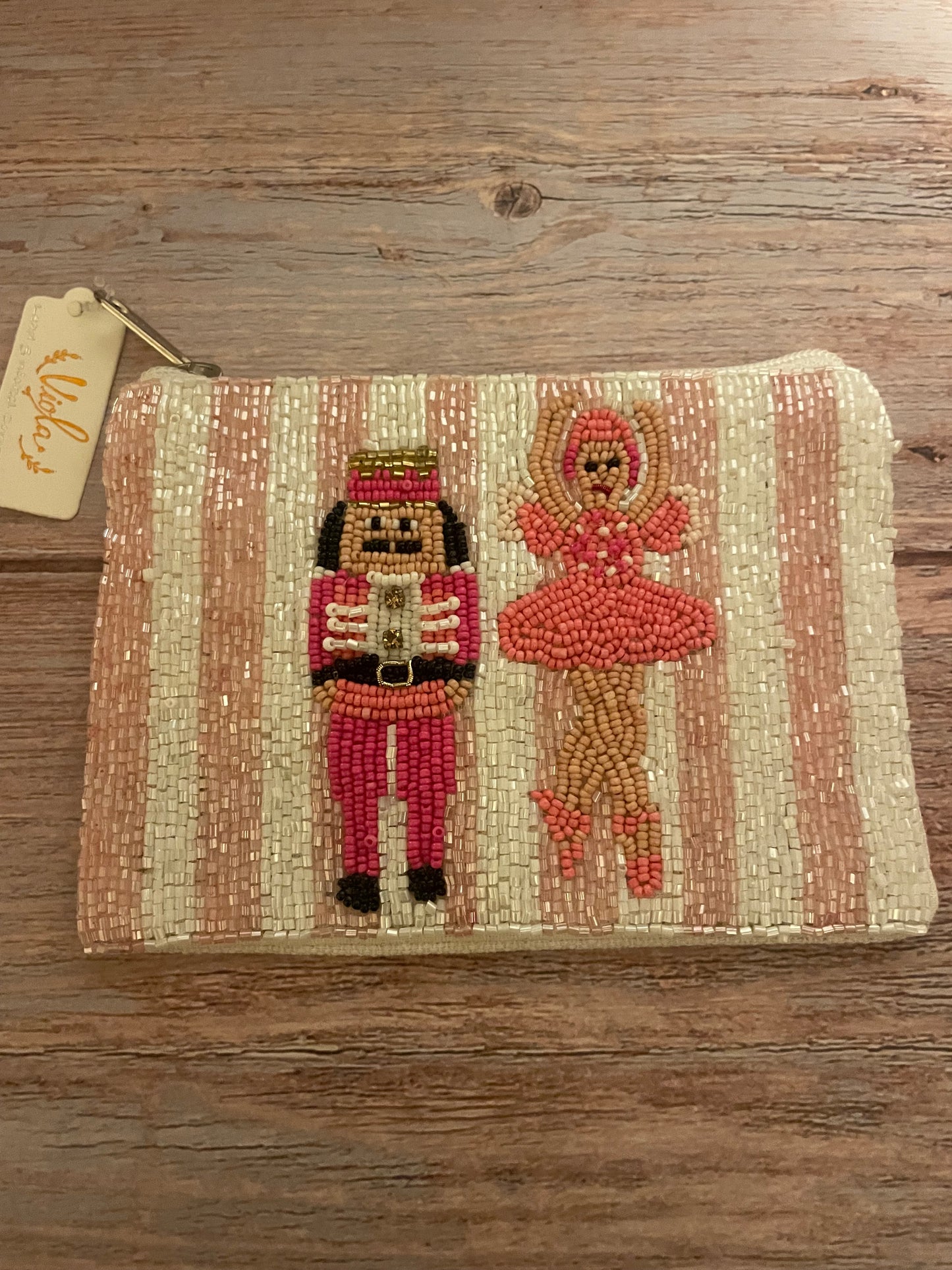 Viola The Nutcracker Pink Seed Bead Coin Purse