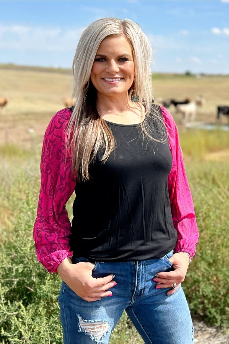 Sterling Kreek Cowgirls Like Us Bubble Sleeve Top