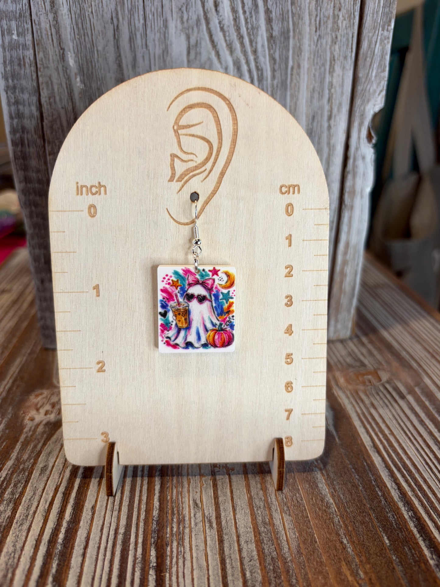 Coffee Ghost Acrylic Earrings | UV Printed Fall Halloween Jewelry