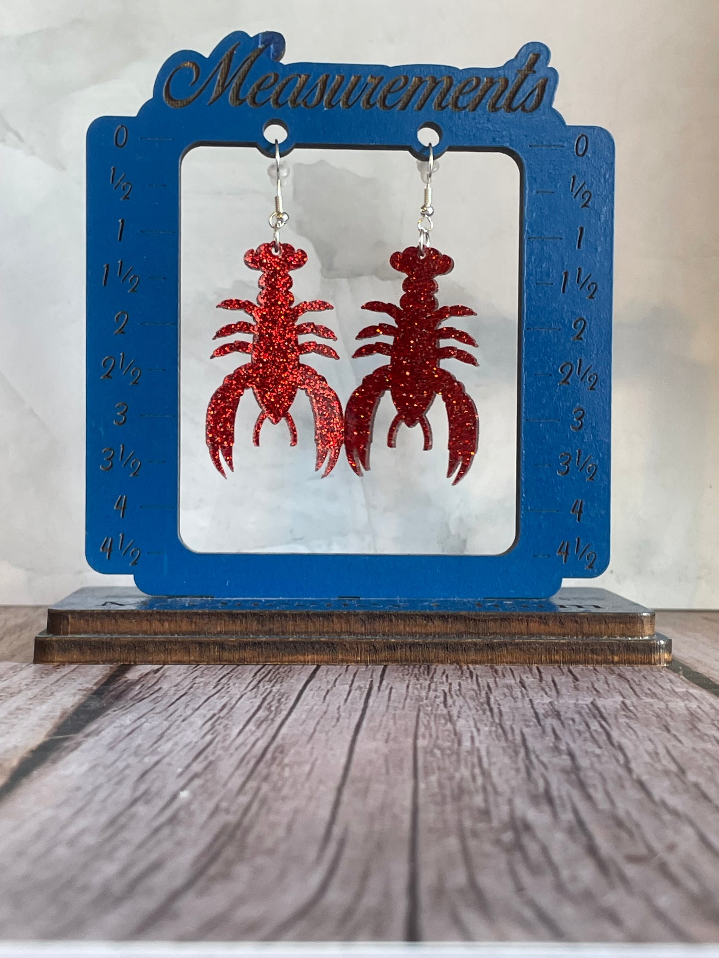 Handmade Glitter Acrylic Crawfish Earrings