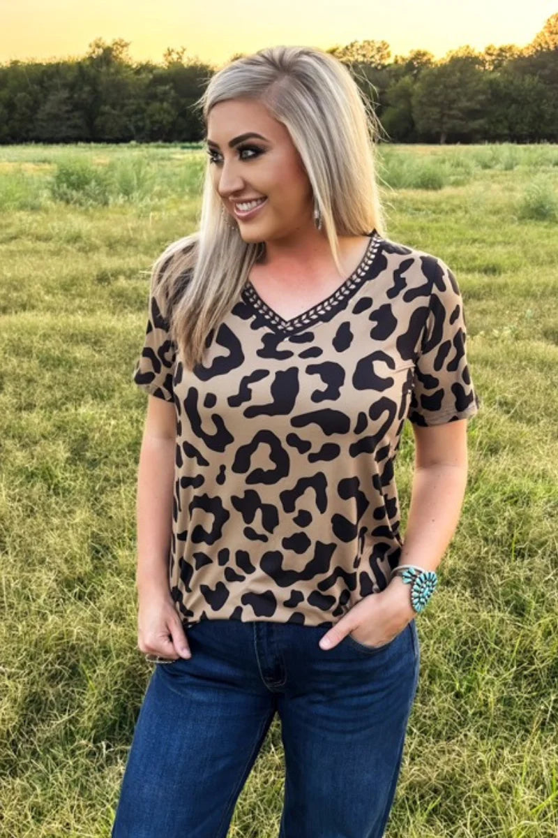 Sterling Kreek Buckstitch Leopard Top
