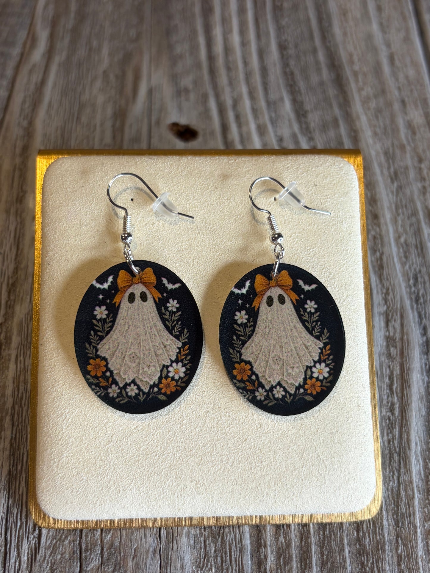 Vintage Lace Ghost Acrylic Earrings | UV Printed Dangle Halloween Jewelry
