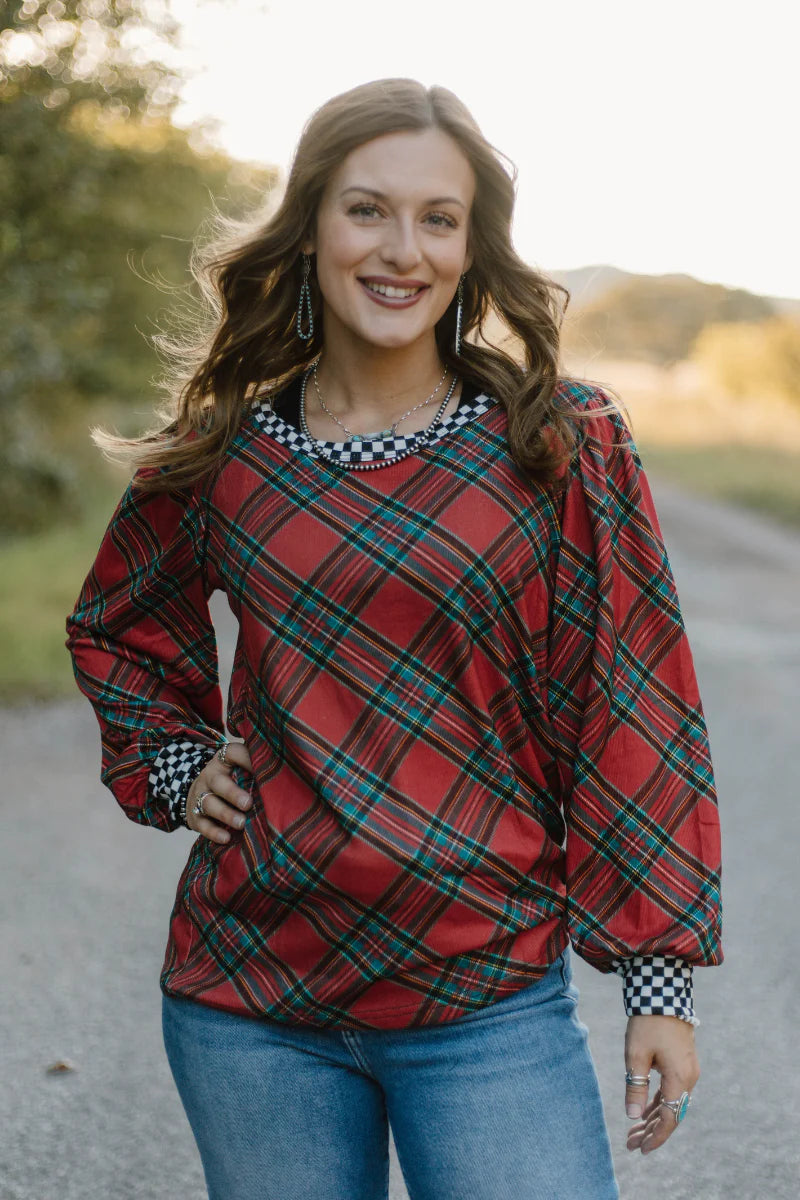 Sterling Kreek Merry and Checked Top