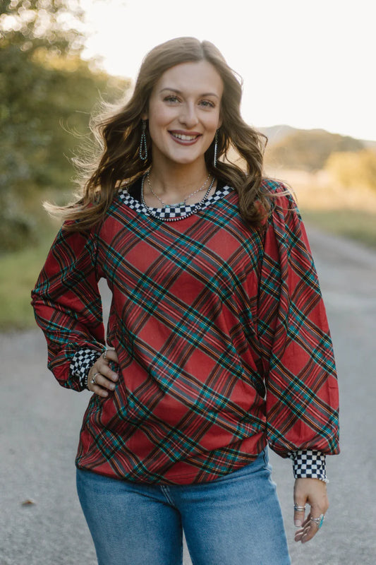Sterling Kreek Merry and Checked Top