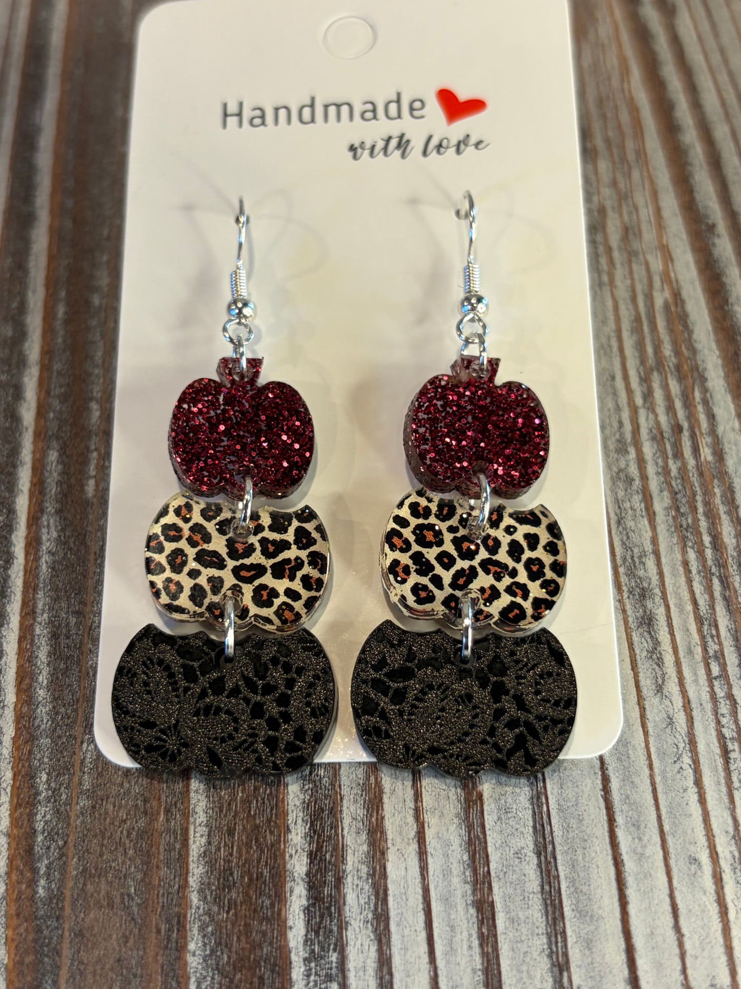 Leopard and Lace Pumpkin Acrylic Earrings | Fall Dangle Earrings | Autumn Jewelry | Thanksgiving Earrings | Boutique Fashion