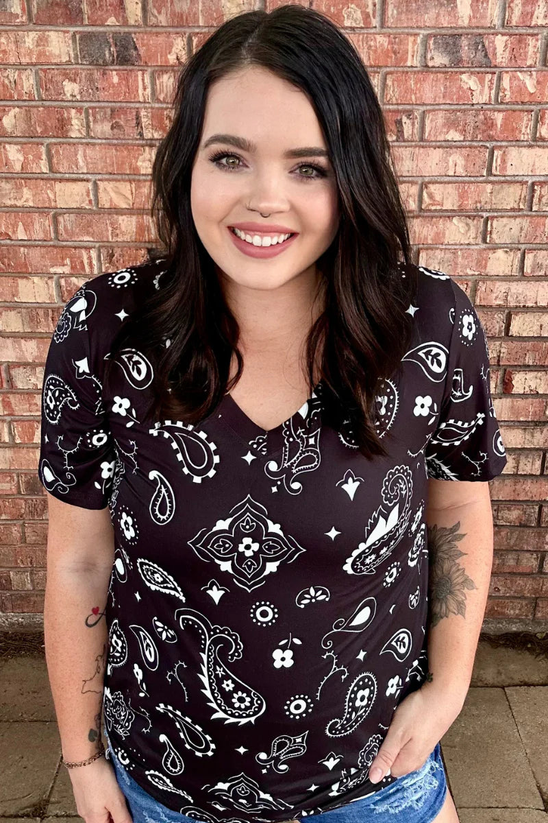 Sterling Kreek Bandana Babe V Neck Top
