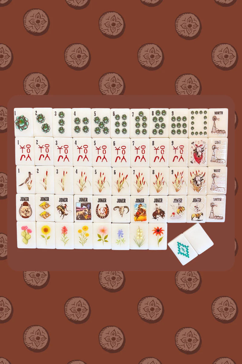 Sterling Kreek Wild West Mahjong SET, includes Tiles, Racks (4), Tile bag, and Mat