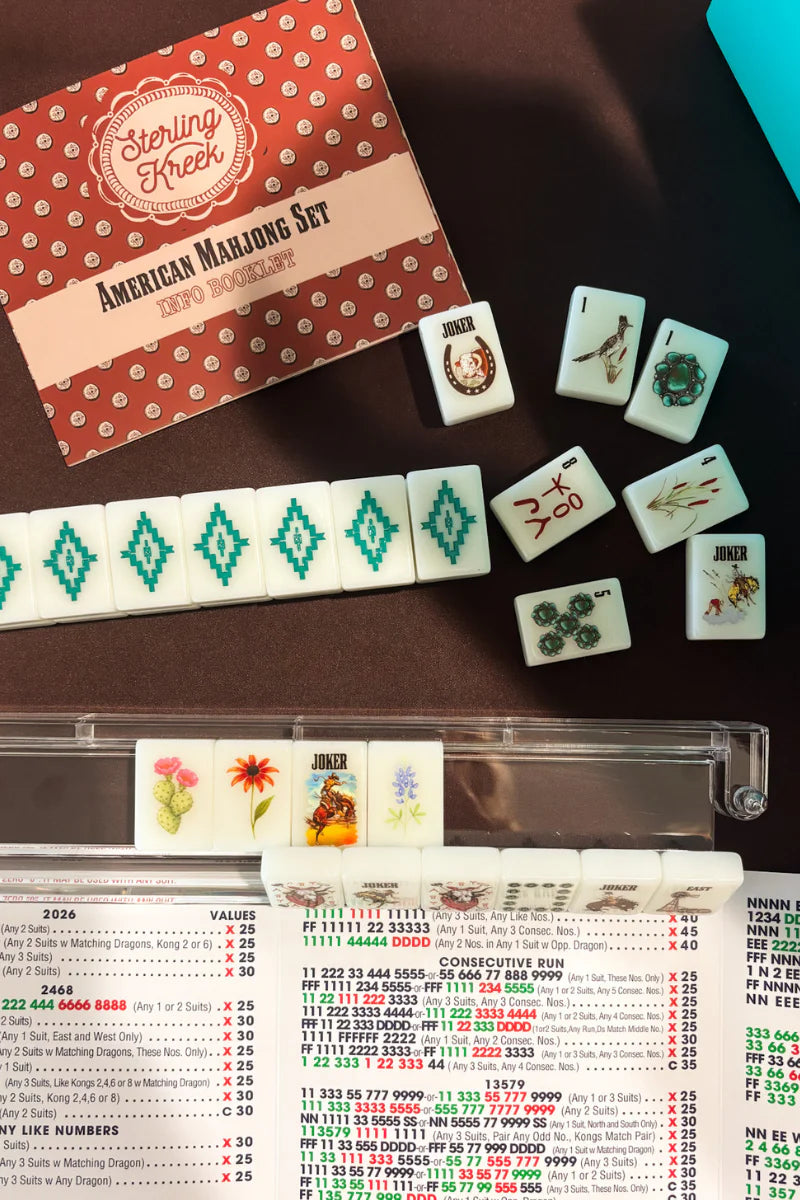 Sterling Kreek Wild West Mahjong SET, includes Tiles, Racks (4), Tile bag, and Mat