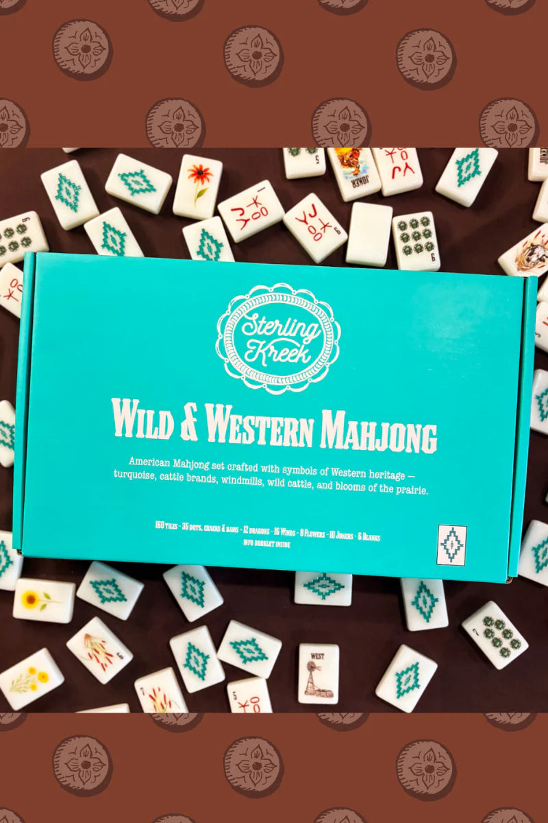 Sterling Kreek Wild West Mahjong SET, includes Tiles, Racks (4), Tile bag, and Mat