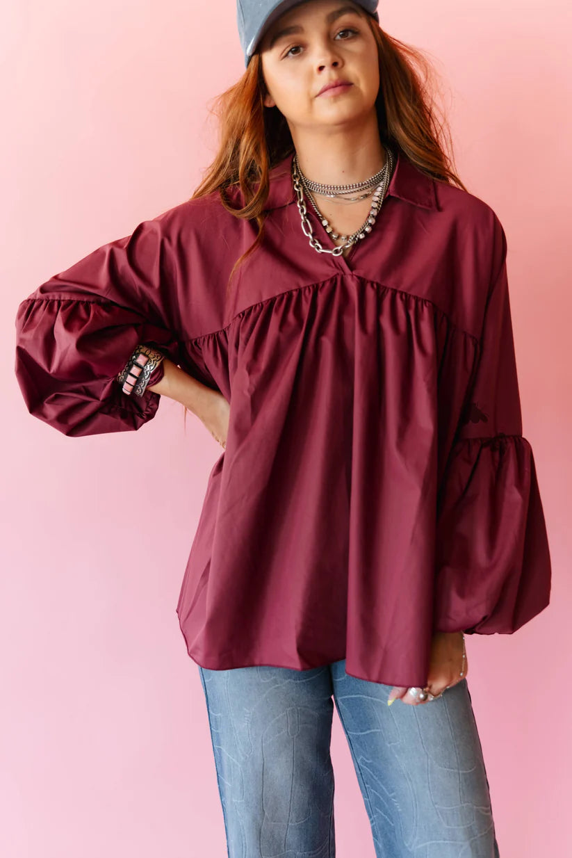 2 Fly Co. The Brazos Top- Wine