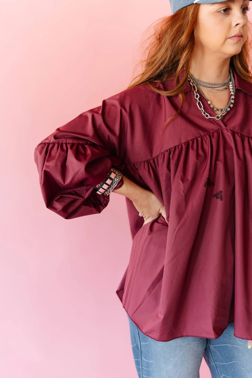 2 Fly Co. The Brazos Top- Wine