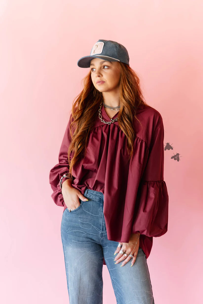 2 Fly Co. The Brazos Top- Wine