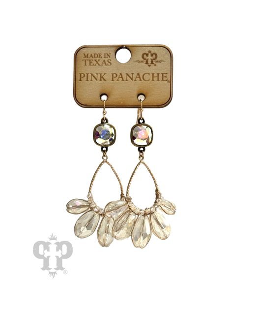 Pink Panache Iridescent finish crystal teardrop earring, Austrian crystal: Gold