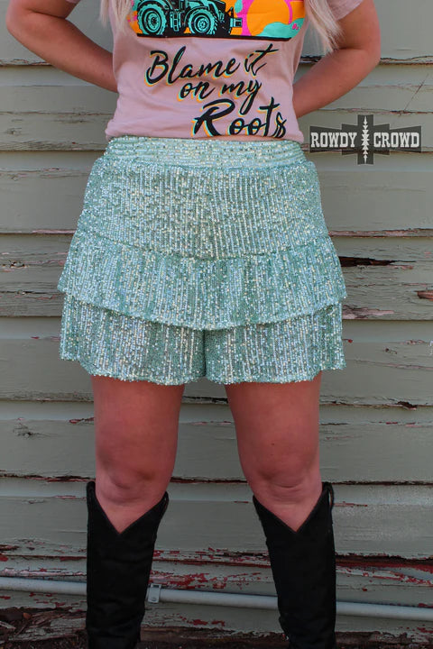 Rowdy Crowd Turquoise Ruffles and Rust Shorts