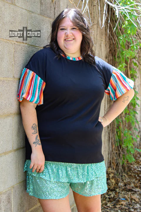 Rowdy Crowd Turquoise Ruffles and Rust Shorts