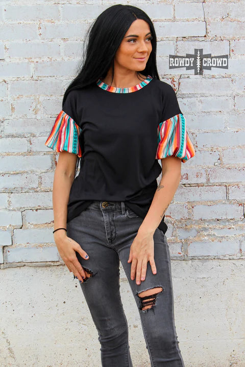 Rowdy Crowd Sunland Serape Sleeve Top