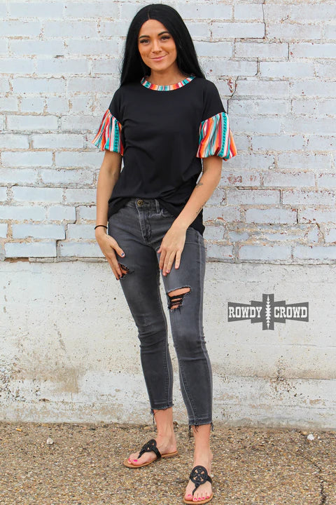 Rowdy Crowd Sunland Serape Sleeve Top