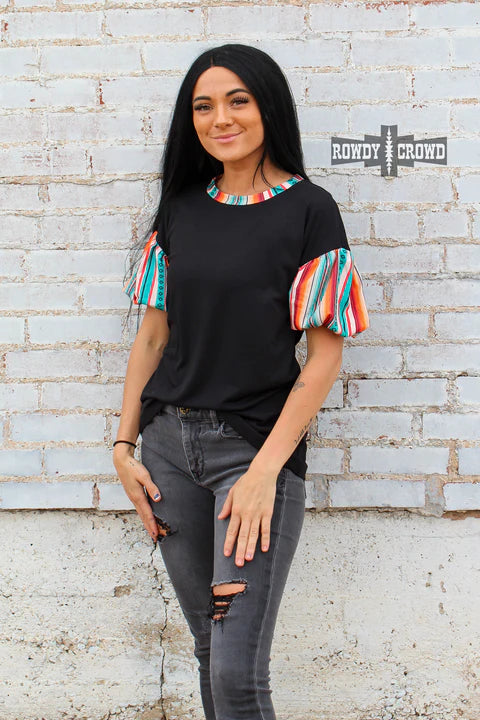 Rowdy Crowd Sunland Serape Sleeve Top