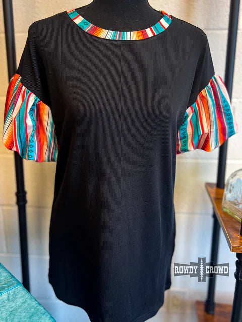 Rowdy Crowd Sunland Serape Sleeve Top