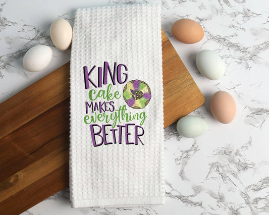 King Cake Kitchen Towel, Dessert Dish Towel, Tea Towel