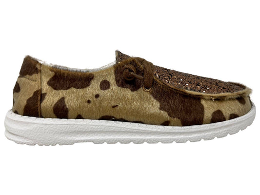 Gypsy Jazz Fifer - Glitter Accented Cow Print Ladies Sneaker