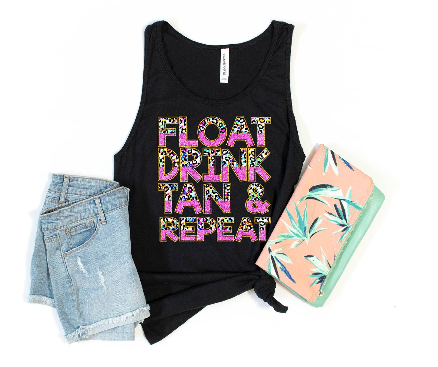 Float Drink Tan- Leopard Print Top