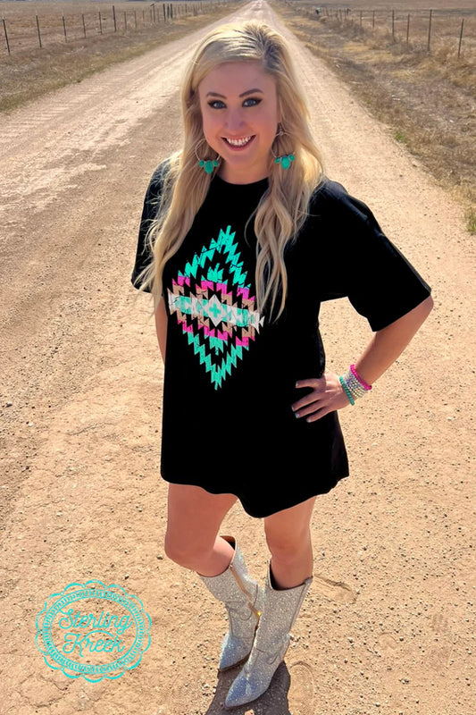 Sterling Kreek Turquoise Sands Boyfriend T-Shirt Dress