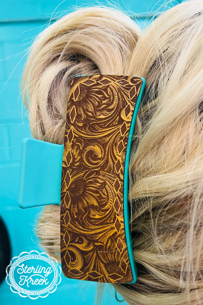 Sterling Kreek Leather in Turquoise Jumbo Hair Clip