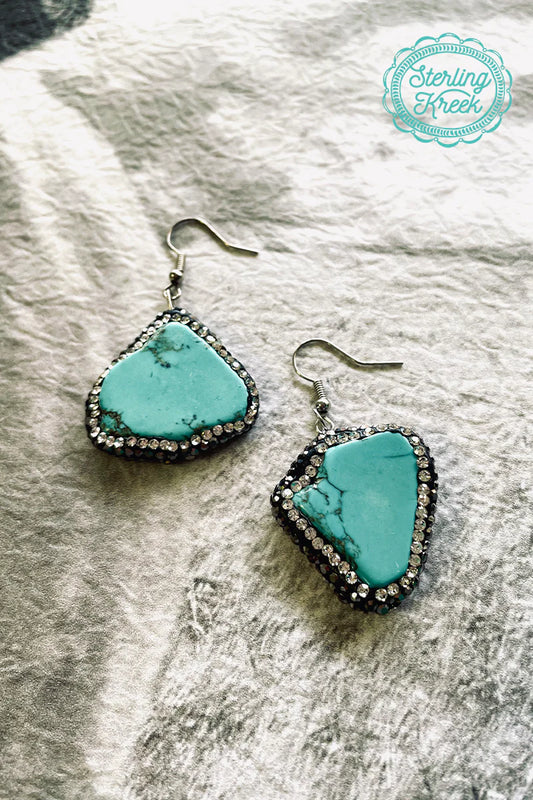 STERLING KREEK ROUND ROCK EARRING - TURQUOISE