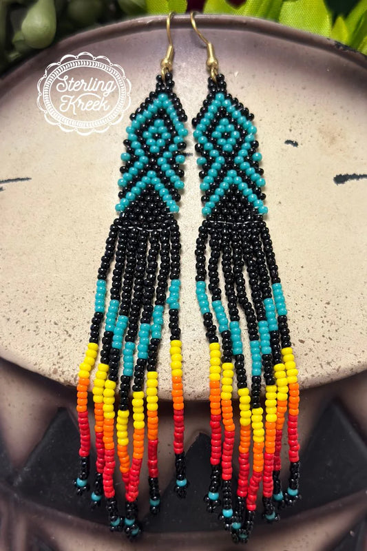 Sterling Kreek Aztec Seed Bead Earrings