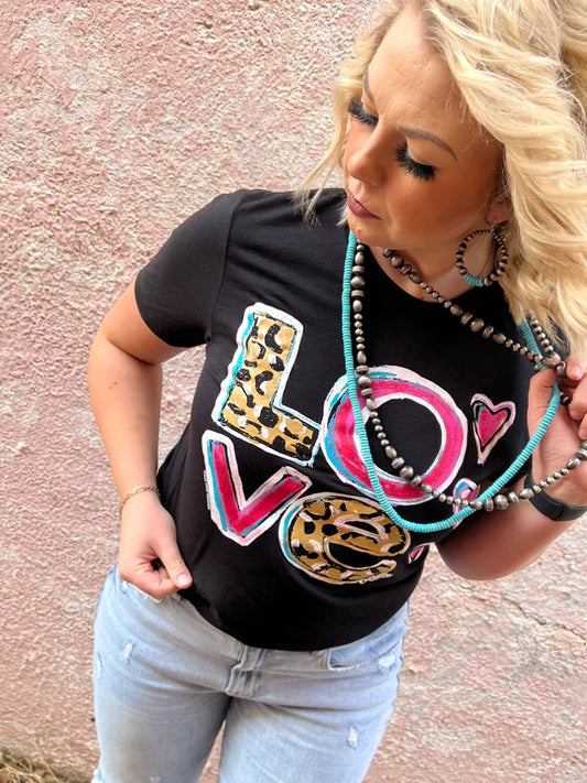 Callie Ann Stelter Leopard Stacked Love Tee