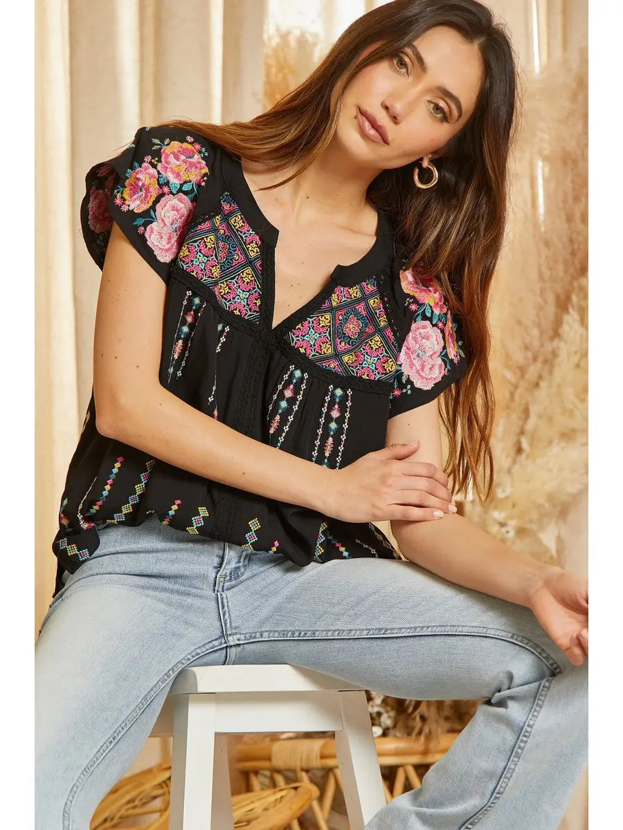 Savanna Jane Embroidered Woven Top